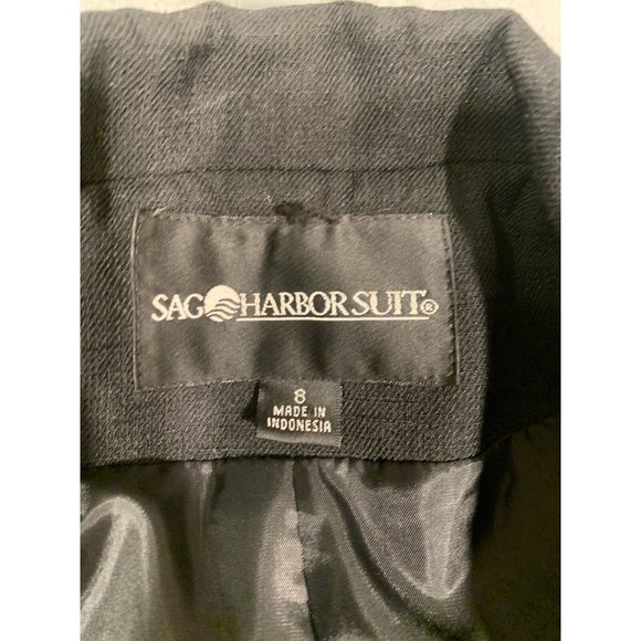 Vintage Sag Harbor Pants Suit Black Short Sleeves Lined Elastic Size 8 Polyester - Picture 5 of 16